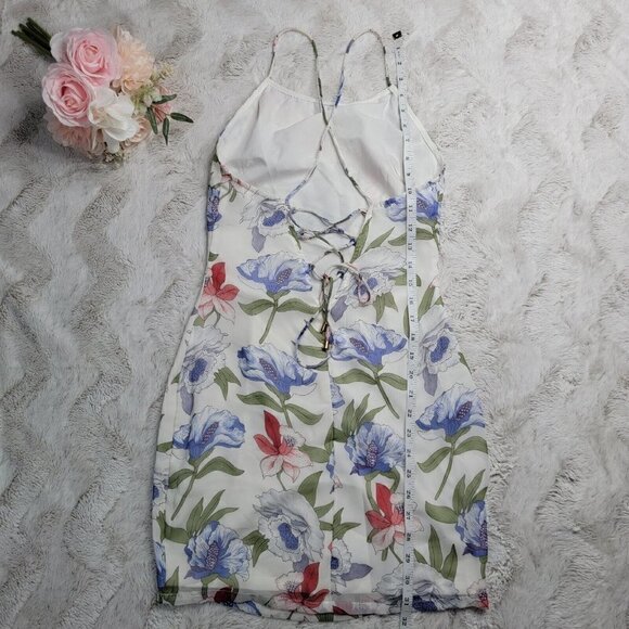 By The Way Large Floral Print White Sleeveless High Neck Mini Dress Size XS - Picture 10 of 13